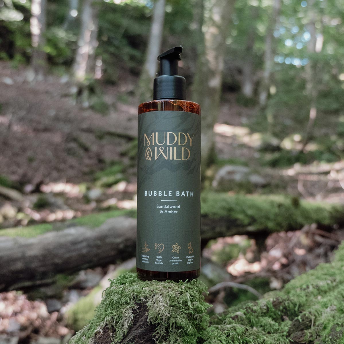 Bubble Bath 250ml - Sandalwood & Amber - Muddy & Wild